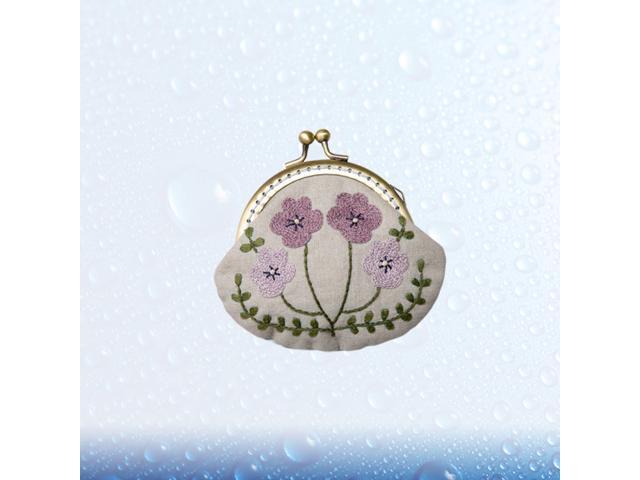 1 Set Handmade Embroidery Starter Kit Kiss Clasp Lock Coin Purse Clutch Bag DIY Embroidery Tools Kit with Wool Needle Accessories Kit for Women