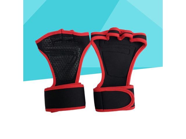 Professional Yoga Dumbbell Fitness Barbell Weightlifting Gym Gloves Adults Breathable Protective Half Finger Gloves Size- M (Red)
