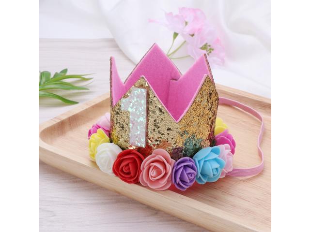 Baby Girls Flower Headband Sweet Crown Hair Accessory Hair Band Headwear Colorful Flower 1Y