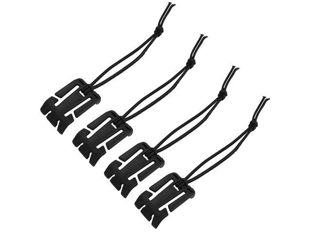 4pcs Molle Web Dominator Buckles Strap Clip Belt Keeper Tactical Strap Management Tool with Elastic String for Backpack Webbing (Black)