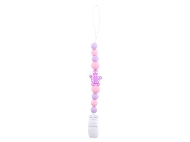 1PC Baby Pacifier Clip Chain Baby Teeth Grinder Chain Nursing Teether Soother Clips Anti-drop Teething Gel Chain for Baby Newborn (Purple)