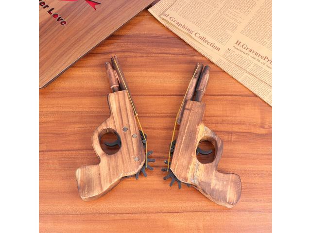 5PCS Classic Rubber Band Wooden Shooting Toy Launcher Funny Handmade Toy for Children Boys