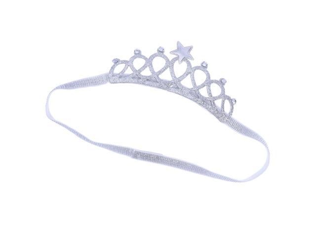 Baby Crown Headbands Glitter Tiara Hair Bands Newborn Toddler Princess Hair Accessories for Birthday Baby Shower Party Photography (Silver)