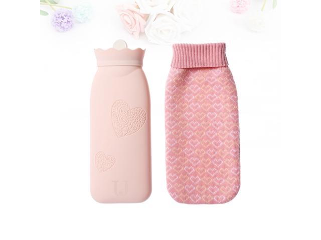 Silicone Hot Water Bottle Water Injection Hand Warmer Water Bag Warm Warm Stomach Hot Water Bottle Microwave Oven Safety Explosion-proof Bag (Pink)
