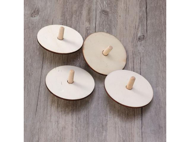 4pcs Unfinished Wooden Spinning Top Toy DIY Painting Gyroscope Peg-top Toy for Kids Children (Wood Color Random Style)