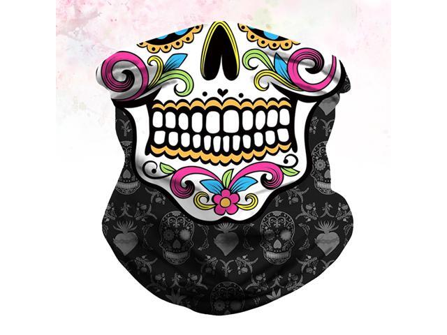 1pc Graffiti Outdoor Printed Mask Outdoor Protective Turban Breathable Skull Pattern Face Cover Neck Cover for Man Woman(Black)