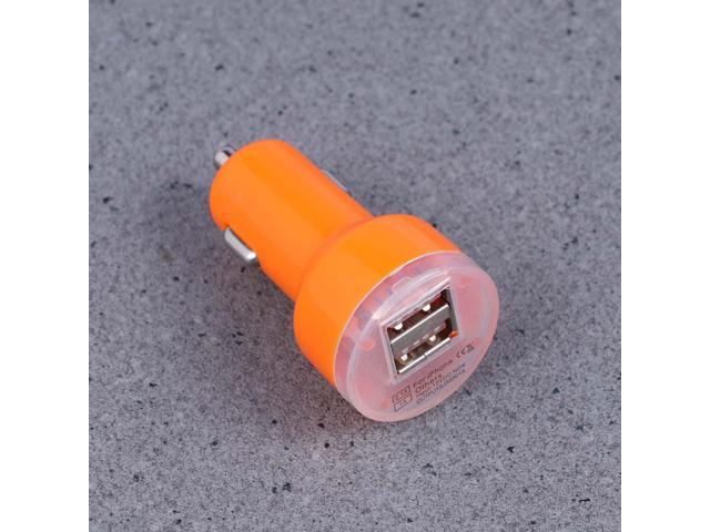 21A USB Universal Car Charger Mini Bullet LED Double USB 2-Port Car Charger Adaptor for Mobile Phone ipad (Orange)