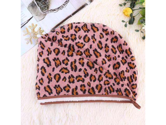 Multifunctional Hair Drying Towel Cap PracticalWater Absorption Towel Hat Bath Caps for Home Bathroom (Pink Leopard Print)