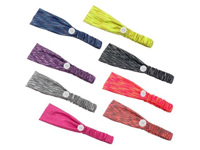 6pcs Stretch headband Button Hair Band Woman Head Hoop Sweat Absorption Hair Belt for Fitness Yoga Exercise Sports (Random Color)