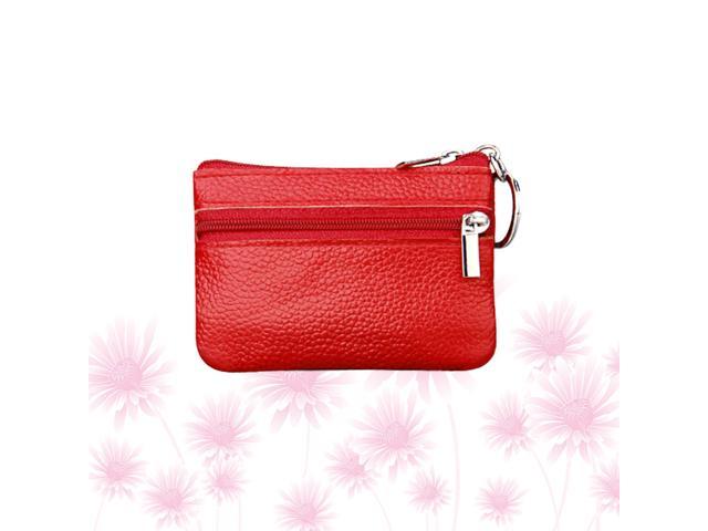 Multifunction Wallet Fashion Woman Coin Purse Simple Zipper Short Storage Bag for Coin Money Key (Red)