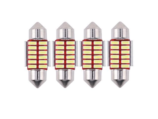 4pcs 31mm 4014 Super Bright LED Festoon Bulb Car Dome Light No Error Auto Interior Reading Lamp Two Tips White Light 12 LED