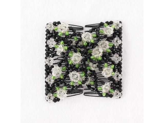4pcs Chic Beads Double Head Hair Comb Clip Stretchy Hair Slide Hair Accessories for Women Girls Lady (Random Style)