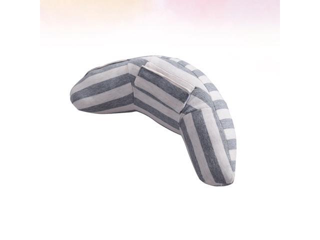 Children U-shape Pillow Neck Support Massager Neck Rest Pillow Car Seatbelt Mounted Pillow for Car Bus Driving (Grey White Stripe)