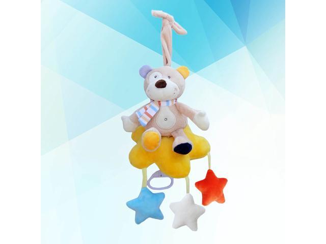 Baby Organic Cotton Toy Lullaby Music Bell Bed Hanging Rattle Plush Toy Early Education Toy (Three-star Bear)