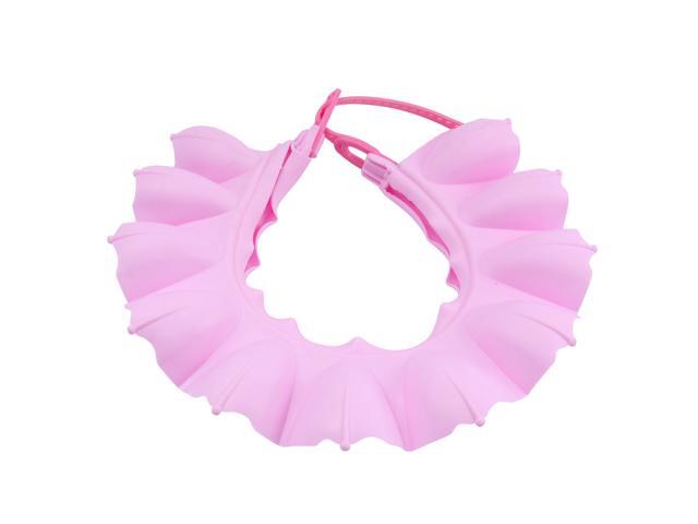 Baby Shower Cap Waterproof Ear Protector Adjustable Glue Baby Hair Washing Hat for Girl Boy (Pink)