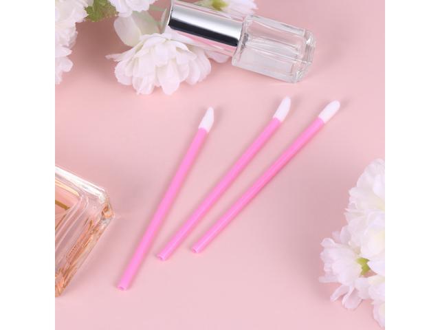200pcs Disposable Lipstick Brushes Hollow Lip Gloss Applicators Sticks Makeup Tools (Pink)
