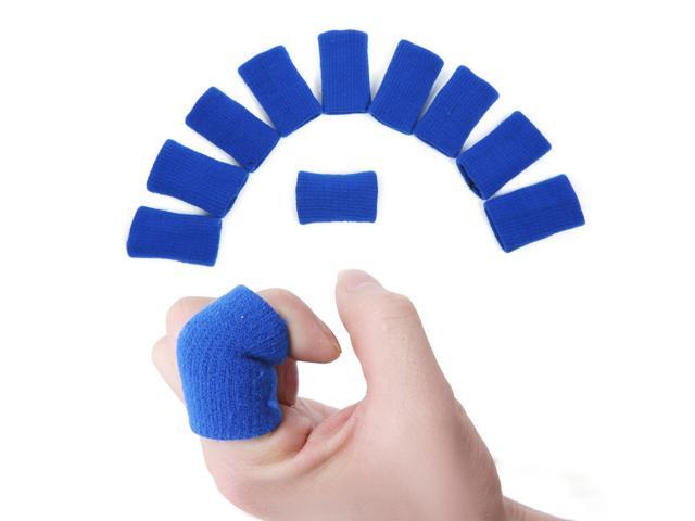 10 Pieces Finger Sleeves Thumb Braces Support Elastic Compression Protector Braces for Sports Relieving Pain Calluses Arthritis(Blue)