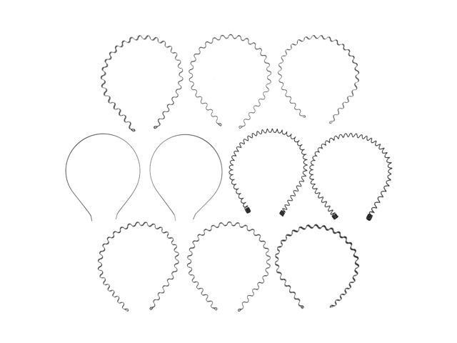 20pcs of 2 Set Simple Hair Hoop Delicate Head Band Fashion Hair Hoop Creative Wavy Headband for Man Woman Girl Boy (5 Iron Style 10pcs for One Set)