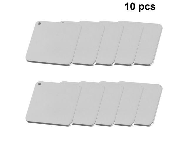 10pcs Single Hole Square Pendant Tag Mirror Surfaces Stainless Steel Tag Pendant Charm For Jewelry Making (Silver)
