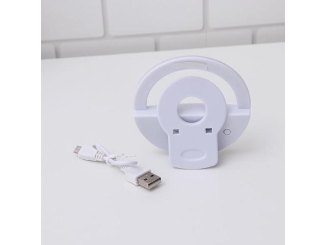 Clip On LEDs Selfie Ring Light USB Rechargeable Selfie 3 Modes LED Camera Light for Smart Phones Camera Photography Phones (White)