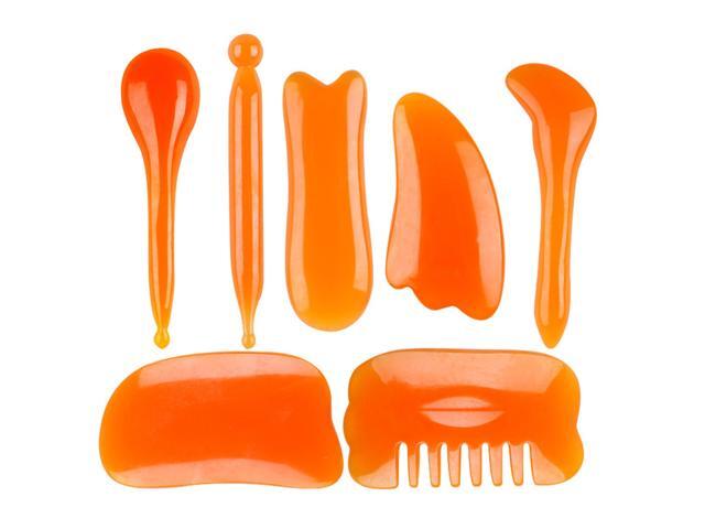 1 Set of 7pcs Massaging Scraping Massage Tools Facial Body Resin Beeswax Scraping Boards