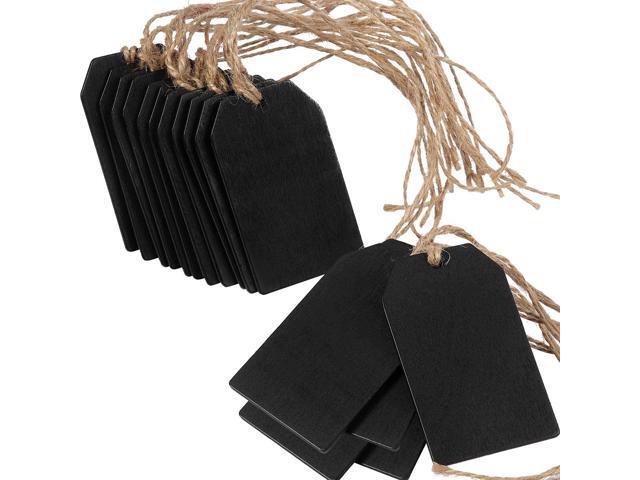 40pcs Wooden Chips Square Wooden Sheets Mini Hanging Slices Decoration DIY Crafts Party Decor (Black )