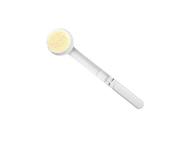1Pc Foldable Shower Brush Bristle Long Handle Back Rub Brush Shower Bath Back Brush(White)