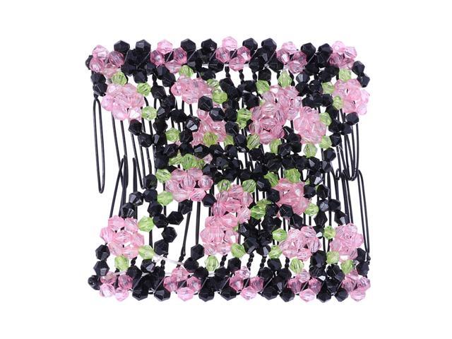 Magic Hair Comb Double Row Inserted Comb Rose Shaped Hair Comb Hair Accessiories For Women Girls (Pink)