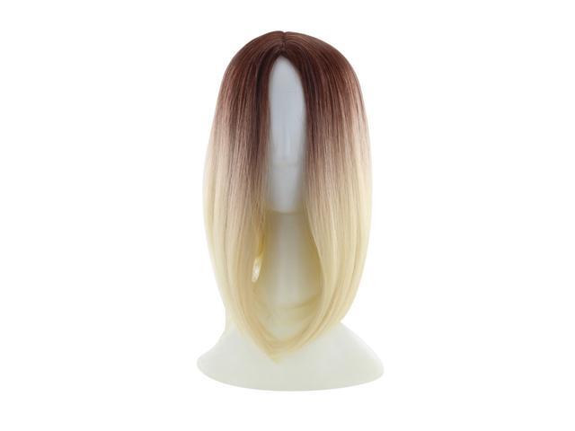 Womens Bob Wig Gradient Color Cosplay Synthetic Hair Wig Short Straight Wigs Lace High Temperature Bob Wig (Brown Gradient Golden)