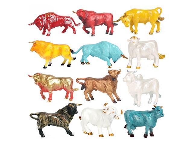 12Pcs Simulation Cattle Model Kids Animal Learning Toy Cake Bonsai Decoration