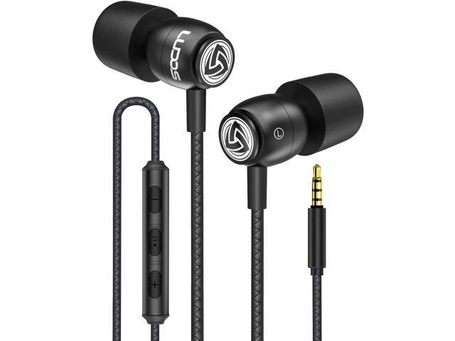 LUDOS Clamor Wired Earbuds in Ear Headphones with Microphone Earphones with Mic and Volume Control Memory Foam Reinforced Cable Bass Compatible