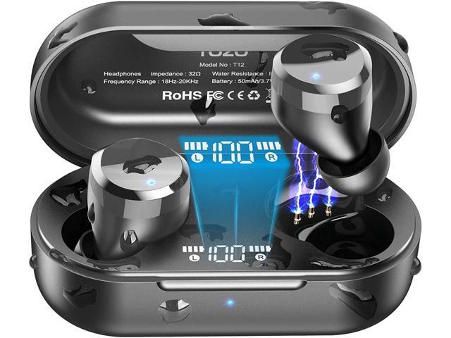 TOZO T12 Wireless Earbuds Bluetooth Headphones Premium Fidelity Sound Quality Wireless Charging Case Digital LED Intelligence Display IPX8