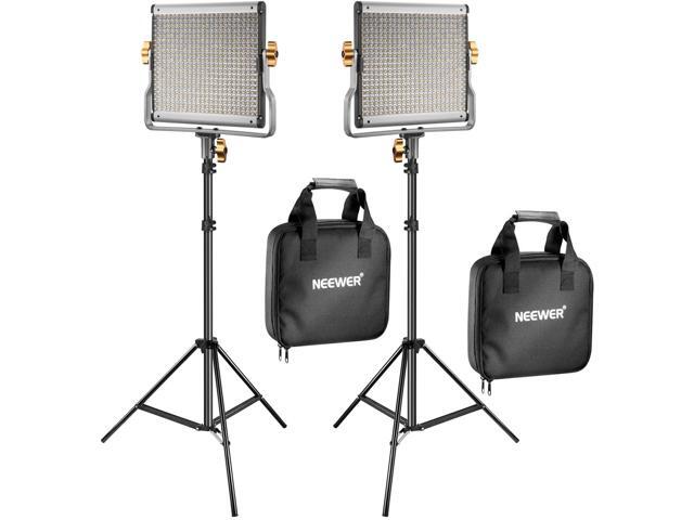 Neewer 2 Packs Dimmable Bi-Color 480 LED Video Light and Stand Lighting Kit Includes: 3200-5600K CRI 96+ LED Panel with U Bracket 75 inches Light