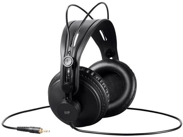 Monoprice - 116150 Modern Retro Over Ear Headphones with Ultra-Comfortable Ear Pads Perfect for Mobile Devices HiFi and Audio/Video Production Black