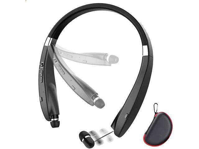 Foldable Bluetooth Headset Beartwo Lightweight Retractable Bluetooth Headphones for Sports & Exercise Noise Cancelling Stereo Neckband Wireless