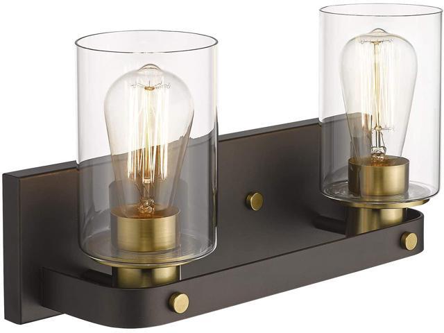 Emliviar 2-Light Bathroom Vanity Light Oil Rubbed Bronze and Gold Finish with Clear Glass YCE1901-2W ORB+BG