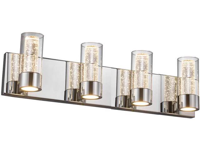 JINZO LED Bathroom Vanity Lighting Fixture 27 inch Wide Bathroom Lights-4 Lights Chrome Finished with Bubble Clear Glass Wall Mount ONLY(Upward)