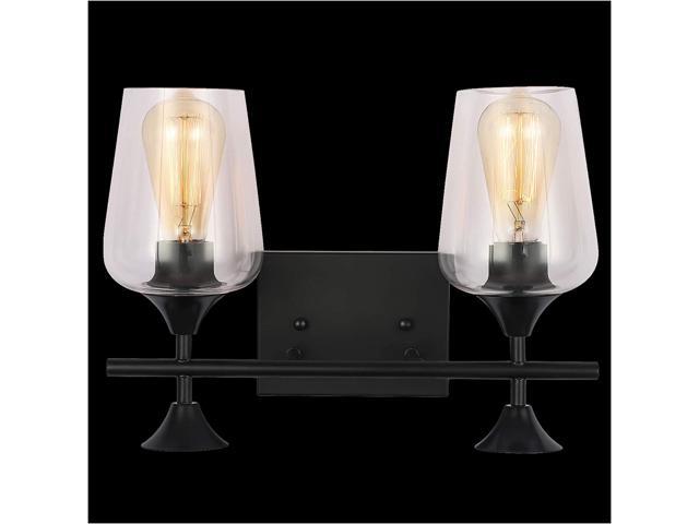 PZYIDA 2 Light Bathroom Light Vanity Light Fixtures with Glass Shade and Metal Base Vintage Wall Sconce E26 Base Wall Lights for Hallway Bedroom