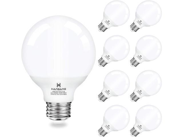 Vanity Light Bulb 5000K Daylight 8 Pack G25 LED Globe Light Bulb for Bathroom Vanity Mirror Decorative E26 Medium Base Hansang 5W 60W Incandescent