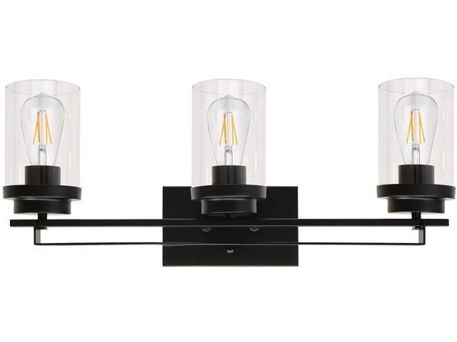 Banato Lighting Bathroom Vanity Light Fixtures 3-Light Industrial Indoor Wall Light Matte Black Finish with Clear Glass Shade Farmhouse Sconces