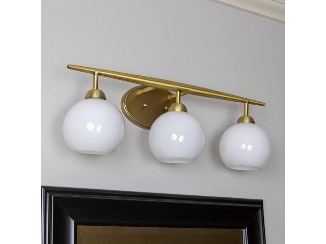 Decor Therapy WL1157 Michael Milk Glass 3 Vanity Light 24x9x675 Gold