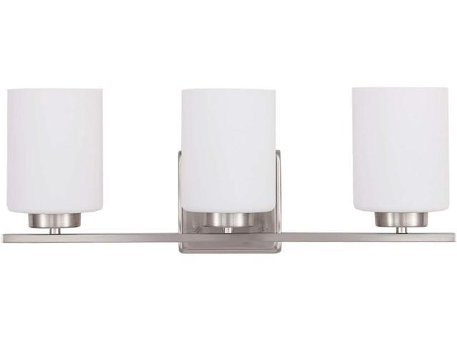 SUNNYFAIR 3 Light Vanity Lights with White Glass Shades Brushed Nickel Bathroom Lighting