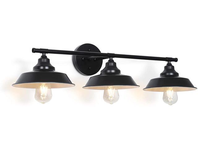 Farmhouse Bathroom Vanity Light Fixtures 3-Light Bathroom Light Fixtures in Stone Black Cones Shade 27 inch Lager Bathroom Lights Over Mirror