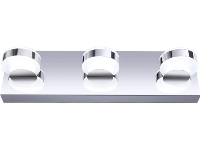 LED Bathroom Vanity Lights OOWOLF 1712 inches 10W 3-Light 6000K Modern Mirror Gloss Finishing Stainless Steel LED Vanity Light Fixtures Acrylic
