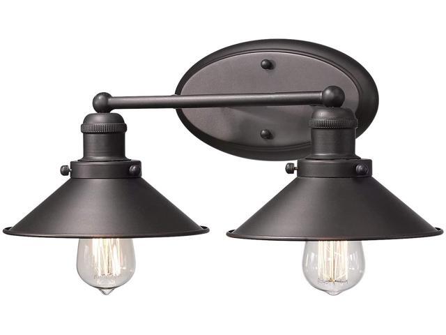 Zeyu 2-Light Bathroom Wall Light Fixtures Industrial Vanity Lights in Oil Rubbed Bronze Finish with Metal Shade 102-2W ORB