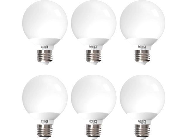 Sunco Lighting 6 Pack G25 LED Globe 6W=40W Dimmable 450 LM 5000K Daylight E26 Base Ideal for Bathroom Vanity or Mirror - UL & Energy Star
