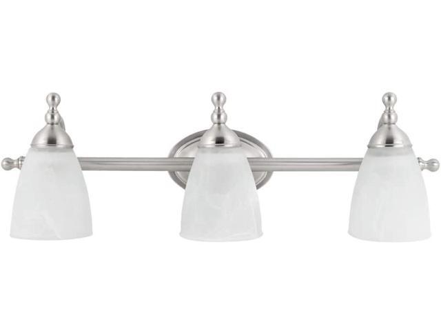 Globe Electric 50783 Diana 3-Light Exclusive Vanity Light Satin Nickel Finish Alabaster Glass Shades