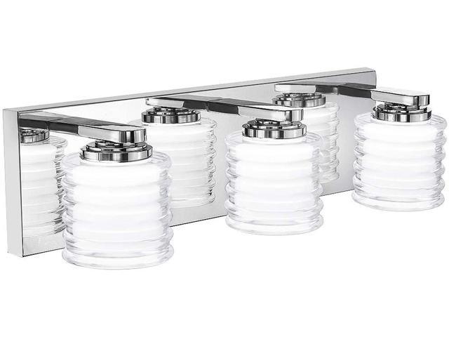 Mateyrie 3 Light Bathroom Vanity Light Chrome Bathroom Light Fixtures Dimmable LED Modern Vanity Lights Fixtures for Bathroom