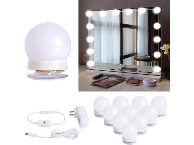 Hollywood Style Led Vanity Mirror Lights Kit with 10 Dimmable Light Bulbs for Makeup Dressing Table and Power Supply Plug in Lighting Fixture
