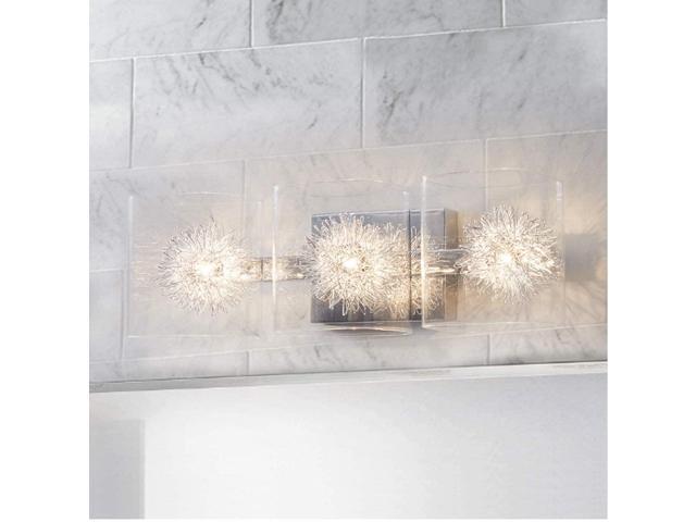 Glass Vanity Light Bathroom Light Fixtures Wall Sconce Lighting Polished Chrome Finish Bathroom Lighting Over Mirror